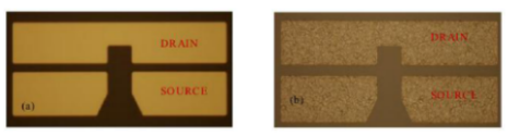 （左）退火前歐姆接觸形態 （右）退火后歐姆接觸形態